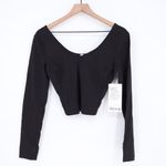 Lululemon  Align Long Sleeve Black Cropped V Neck Yoga Top Size 6 Photo 1