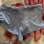 Medium gray drawstring cotton booty shorts Photo 0