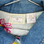 Susan Bristol Vintage Bright Hand Painted & Embroidered Floral Jean Jacket Retro Photo 13