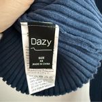 Dazy Blue Ribbed Women's Ribbed Knit Polo Collared Long Sleeve Top XSmall NEW Size XS Photo 2