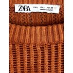 ZARA Crochet Ribbed Long Sleeve Round Neck Sweater See Through L Burnt Orange Photo 4