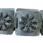 Floral embossed silver tin link metal belt 32” long Photo 0