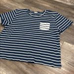 Lake Pima Cotton Sleep Tee Shirt Navy & White Stripe Size Large Blue Photo 1