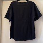 SheIn Black v-neck button front short-sleeve top Photo 2