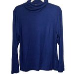 Alfani  Womens Sz L Petite Blue Lightweight Jersey Turtleneck Top Long Sleeve Photo 0