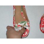 Coach New Womens Authentic Flats Satin Leather 5.5 6 Red Ivory Tassels Shoes Log Photo 9