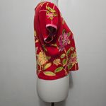 Vintage Ali Miles 90s Red Ribbed Beaded Tropical Crop Top MP Beach Vacation Size undefined Photo 3