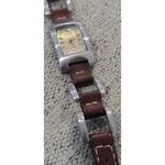 Fossil ES1117 Rectangle Gold Tone Face Brown Leather Link Watch Women Photo 2
