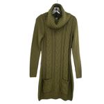 Venus Olive Green Chunky Cable Knit Sweater Dress Cowl Neck Photo 2
