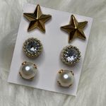 NWOT 3 Gold Color Studs Earrings Photo 1