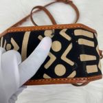 Island Imports Inc | Leather & Fabric Crossbody Hard Case Octogonal Handbag Brown Photo 5