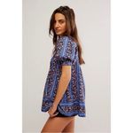 Free People Retro 70s Bohemian Vintage Lover Blouse Dutch Blue Combo Small Photo 8