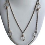 Antique/Vintage Art Deco Flapper Crystal Drop Necklace Long Layered Chain Silver Photo 0