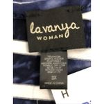 La Vanya Women’s Plus 3X Navy & White Striped Sleeveless Tunic Asymmetrical Hem Photo 7