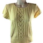Knit Maven Womens Yellow Short Sleeve Ivory Knit Sweater Top Size M Size M Photo 0