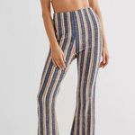Free People Fine Line Slim High Waist Flare Striped Boho pants festival sz s/p Photo 4