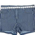 American Eagle  Hi-Rise shortie blue & white striped jean shorts size 16 NEW Photo 4