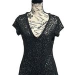 EXPRESS Vtg Y2k All Over Sequin Vneck Womens Blouse 90s 80s NYE Party M Glam Photo 0