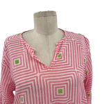Oliphant Tunic Pink Green Stripe Geometric Caftan Swim Cover Photo 1
