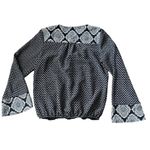 Knox Rose Shirt Womens Medium Boho Wrap Blouse Wide Bell Sleeves Blue Photo 2