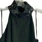 Ralph Lauren Lauren  Women's Black Sequin Collar Sleeveless Tank Top L - flawed Photo 2
