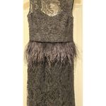 Alice + Olivia  Dress Women Size 0 Black lace with feathers Sleeveless Photo 3