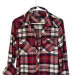 Ci Sono Womens Button Down Shirt Long Sleeve Top Plaid Pocket Size Small Red Photo 1