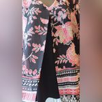 JM Collection Women's Printed Split-Front Tunic Top (Black Pink, Medium) Blouse Photo 3
