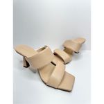 Open Edit  Sandals Size 6 Qarly Heeled Tan Open Square Toe Slip On Heels Photo 4