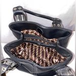 TIGNANELLO BLACK PEBBLED LEATHER BUCKLED BUCKET SATCHEL SILVER HARDWARE Y2K BAG Photo 6