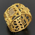 Trifari Vintage  Jon Bailey Sculptured Goldtone Wide Cuff Wind Up Watch Bracelet Photo 6