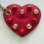 Coach Red Leather Heart with Studs Key Ring/Fob/ Bag Charm - 65180 Photo 2