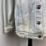Mono B Light Was Distressed Ripped Denim Jean Jacket Large Blue Photo 3