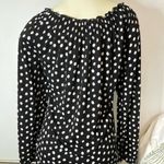 Carol Rose Women's  Black/White Polka Dot Stretch Neck Blouse Size Large Photo 3