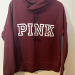 PINK - Victoria's Secret VS PINK Victoria‎ Secret Maroon Cowl Funnel Neck Size Medium Sweatshirt Photo 0