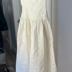 NWT OAK + FORT DROP WAIST STRAPLESS TWILL DRESS in Cream XS $108 White Photo 3