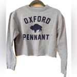 Oxford Pennant Crewneck Sweatshirt, Cropped, Gray and Navy. Buffalo, NY Photo 0