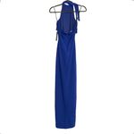 Bebe NWT  Double Ruffle Halter Neck Side Slit Gown In Cobalt 6 Photo 2