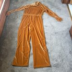 Fabletics  Velour Orange Zip-Up Jumpsuit SIZE L Photo 5