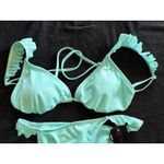 No Boundaries No‎ Boundaries Turquoise Bikini Triangle Top (XL) Cheeky Bottom (Sm) Ruffle Tie Photo 1