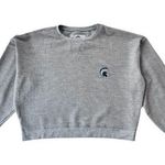 NCAA Michigan State Spartans Women's Cropped Crewneck Fleece Sweatshirt Grey, M Gray Size M Photo 0