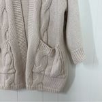VICI  Cream Oversized Heavyweight Chunky Cable Knit Belted Cardigan Photo 4