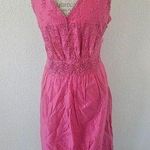 Charter Club  Pink Midi Dress Polished Cottom Eyelet & Crochet Trim Side Zip 16 Photo 0