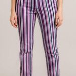 D&G  Dolce & Gabbana Striped Cropped Jeans Womens 26 Purple Multi Retro Photo 0