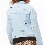 Forever 21 Light Wash Blue Distressed Denim Jean Jacket Photo 4