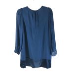 Miss Me Collection Mini Shift Dress Long Sleeve Satin Applique Blue M Photo 1