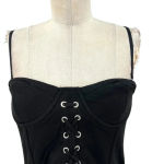 ZARA  Corset Tank‎ Top Bralette Lace Up Sweetheart Shirred Black Size Medium Photo 1