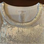 ASOS NEW WITH TAGS foil print scoop neck tank top white and silver metallic tank top Photo 3