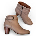Gentle Souls  Tan Leather Ankle Boots Womens 8.5 Brinley Stacked Wood Heels Fall Photo 0