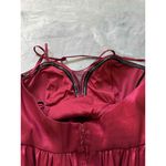 B. Smart Burgundy Satin High-Low Formal Prom Cocktail Evening Gown VNeck Satin 15 Photo 6